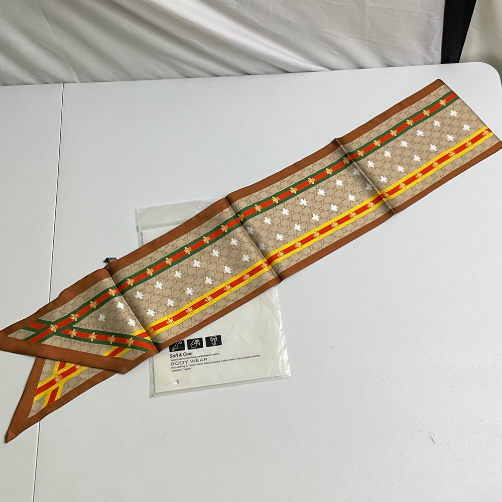 Stylish Brown and Yellow Bee Pattern Scarf